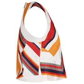 Msgm-MSGM Striped Sleeveless Top in Multicolor Linen-Multiple colors