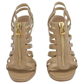 Jimmy Choo-Jimmy Choo Zip Detail Glenys Strappy Sandals in Nude Leather -Flesh