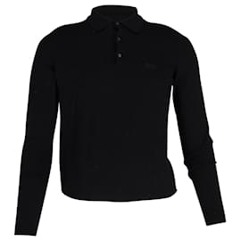Hugo Boss-Boss Slim Fit Sweater with Polo Collar in Black Merino Wool -Black