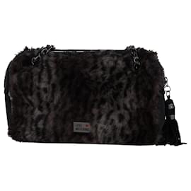 Love Moschino-Love Moschino Leopard Print Shoulder Bag in Black and Brown Fur-Black
