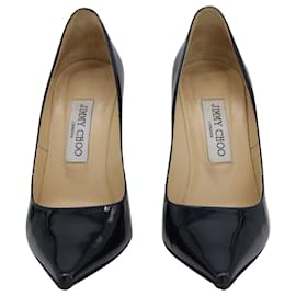 Jimmy Choo-Jimmy Choo Romy Pointy Toe Pumps in Navy Patent Leather-Navy blue