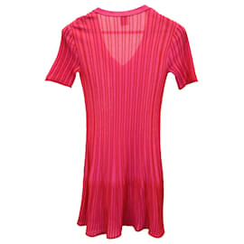 M Missoni-M Missoni Striped V-Neck Mini Dress in Pink Cotton-Pink