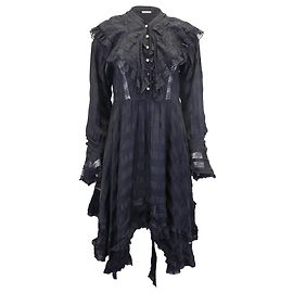 Philosophy Di Lorenzo Serafini Spitzenrüschenkleid aus schwarzer Viskose Schwarz