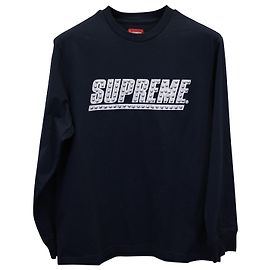 Supreme Langarm-Logo-Pullover aus marineblauer Baumwolle Blau Marineblau