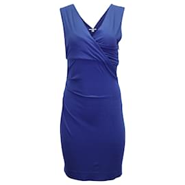 Diane Von Furstenberg-Diane Von Furstenberg Surplice Neckline Dress in Blue Viscose-Blue