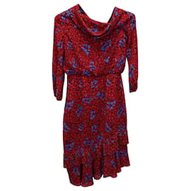 Autre Marque-Saloni Lexie Off-the-Shoulder Dress in Red Silk-Autre