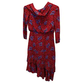Autre Marque-Saloni Lexie Off-the-Shoulder Dress in Red Silk-Autre