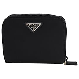 Prada-Prada Compact Zip Wallet in Black Nylon -Black