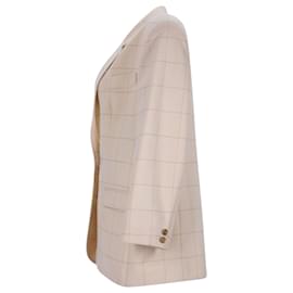 Burberry-Burberry Vintage Grid Single Breasted Blazer in Ecru Wool-White,Cream