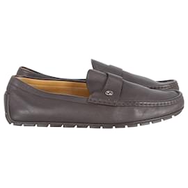 Gucci-Gucci GG Interlocking Loafers in Brown Leather-Brown