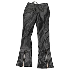 Autre Marque-Andersson Bell Saya Zipper Flared Pants in Black Faux Leather-Black