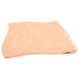 Sciarpa Alexander McQueen Motivo Teschio in Seta Rosa Marrone Rosa