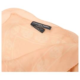 Alexander Mcqueen-Alexander McQueen Skull Motif Scarf in Pink Silk-Brown,Pink