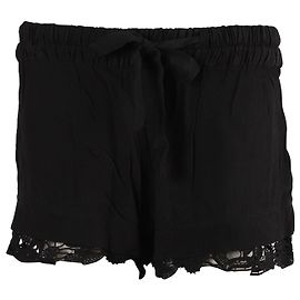 Iro Dainie Shorts de crepe com acabamento em crochê em rayon preto Preto