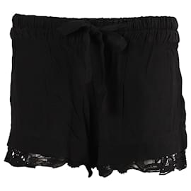 Iro-Iro Dainie Shorts de crepe com acabamento em crochê em rayon preto-Preto