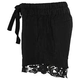 Iro-Iro Dainie Shorts de crepe com acabamento em crochê em rayon preto-Preto