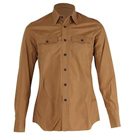 Camisa abotonada Prada de algodón marrón Castaño
