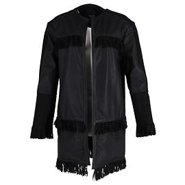 Giacca Pinko Nero Limousine Mazinga con Frange in Pelle Nera Nero