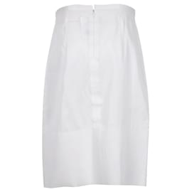 Céline-Celine Pencil Skirt in White Cotton-White