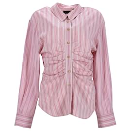Isabel Marant-Isabel Marant Front Pleat Shirt in Striped Pink Silk-Other