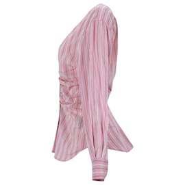 Isabel Marant-Isabel Marant Front Pleat Shirt in Striped Pink Silk-Other