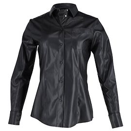 MSGM Buttondown-Hemd aus schwarzem Kunstleder Schwarz