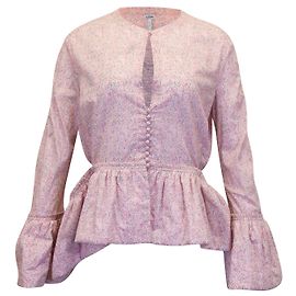 Loewe Liberty Peplum Floral Blouse en coton rose Rose