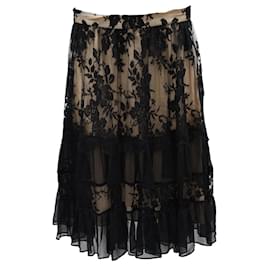 Zimmermann-Zimmermann Lace Midi Skirt in Black Cotton-Black