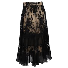 Zimmermann-Zimmermann Lace Midi Skirt in Black Cotton-Black