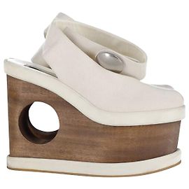 Stella Mc Cartney Sandália com plataforma Stella McCartney em lona creme e madeira Branco Cru