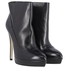 Dolce & Gabbana Botas plataforma salto alto em couro preto Preto