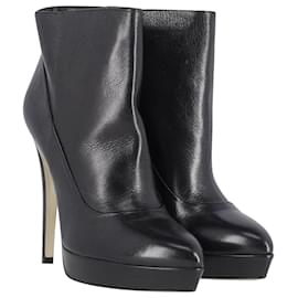 Dolce & Gabbana-Dolce & Gabbana High Heeled Platform Ankle Boots in Black Leather-Black