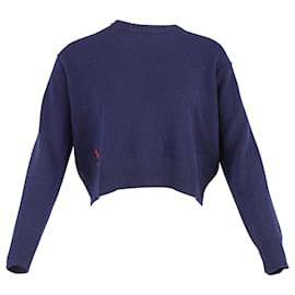 Polo Ralph Lauren-Suéter cropped Polo Ralph Lauren em lã azul marinho-Azul,Azul marinho