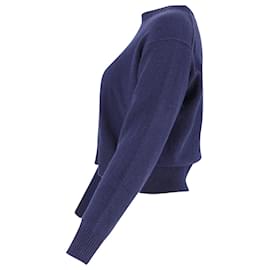 Polo Ralph Lauren-Suéter cropped Polo Ralph Lauren em lã azul marinho-Azul,Azul marinho
