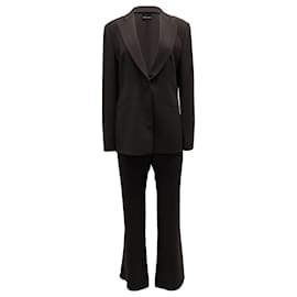 Giorgio Armani-Giorgio Armani Single-Breasted Suit Set in Brown Polyester Viscose-Brown