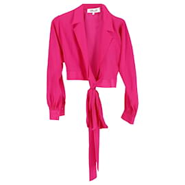 Diane Von Furstenberg-Diane Von Furstenberg Wrap Cropped Blazer in Pink Silk-Pink