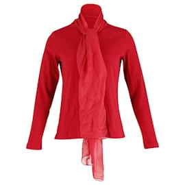 Carolina Herrera-Pull Carolina Herrera avec écharpe en coton rouge-Rouge
