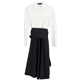 Carolina Herrera Midikleid mit Gürtel aus schwarzem Polyester Schwarz