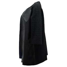 Pinko-Pinko-Mantel mit offener Vorderseite aus schwarzem Leder-Schwarz