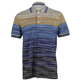 Missoni-Missoni Striped Short-Sleeve Polo Shirt in Multicolor Cotton-Other