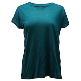 Balmain-T-shirt Balmain Slub en Lin Bleu Canard-Autre,Vert