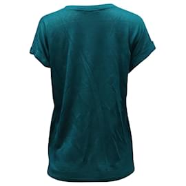 Balmain-Balmain Slub T-Shirt aus blaugrünem Leinen-Andere,Grün
