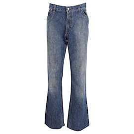 Saint Laurent-Yves Saint Laurent Calça jeans com bainha larga em jeans de algodão azul-Azul