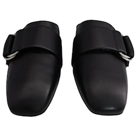 Iro-Iro  Met Buckle Detail Mules in Black Leather -Black