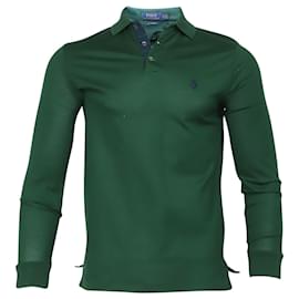 Ralph Lauren-Ralph Lauren Langarm-Poloshirt aus grüner Baumwolle-Grün