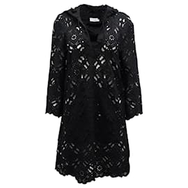 Zimmermann-Zimmermann Lace Hoodie Dress in Black Cotton-Black