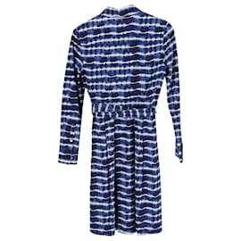 Tory Burch-Tory Burch Tie Dye Shirt Dress in Blue Cotton-Blue