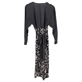 Diane Von Furstenberg-Diane Von Furstenberg Polka Dot Wrap Dress in Multicolor Viscose-Black