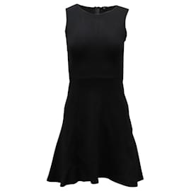Theory-Theory Nkay Sleeveless Fluted Dress in Black Cotton Blend-Black