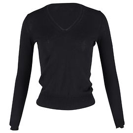 Yves Saint Laurent Saint Laurent Pullover mit V-Ausschnitt aus schwarzer Wolle Schwarz
